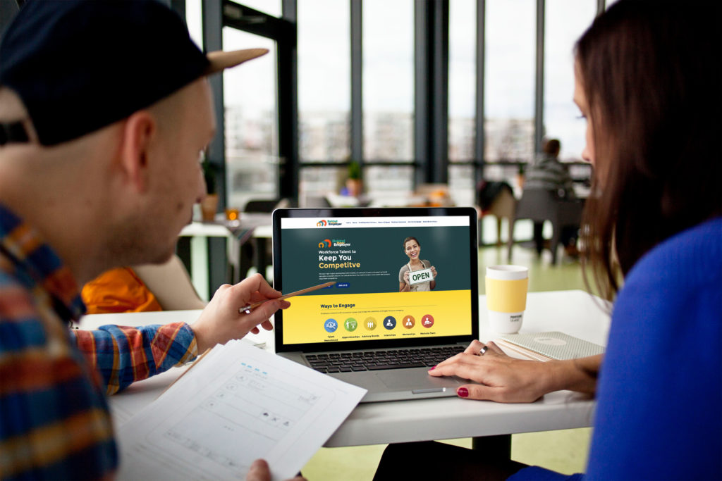 This is FCM portfolio for Behind Every Employer Campaign desktop mockup design