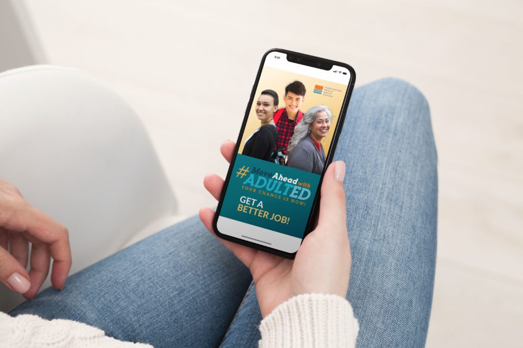 This is FCM portfolio for # MoveAheadWithAdultEd National Campaign sanpchat ad