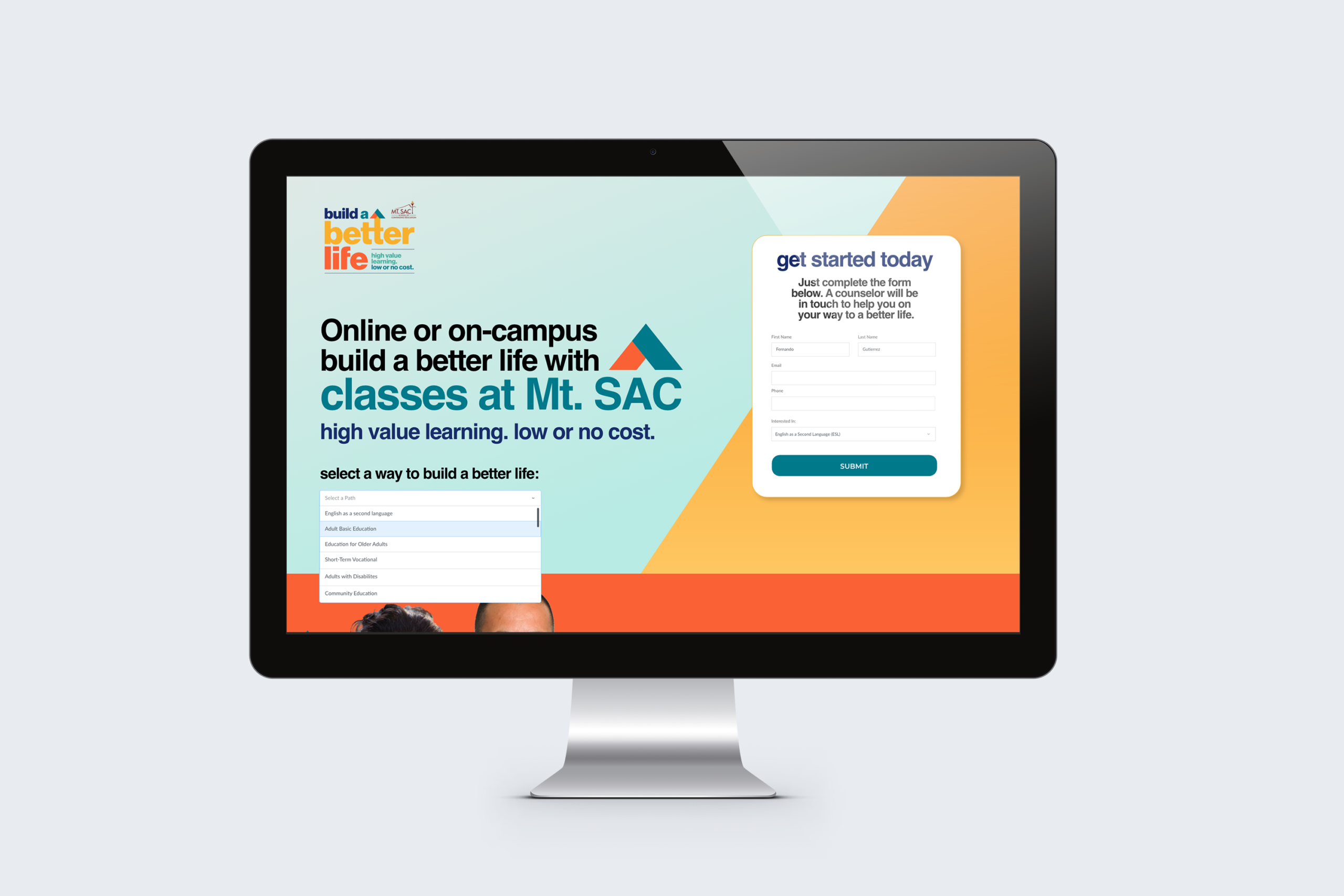 This is FCM portfolio for Mt SAC desktop mockup design