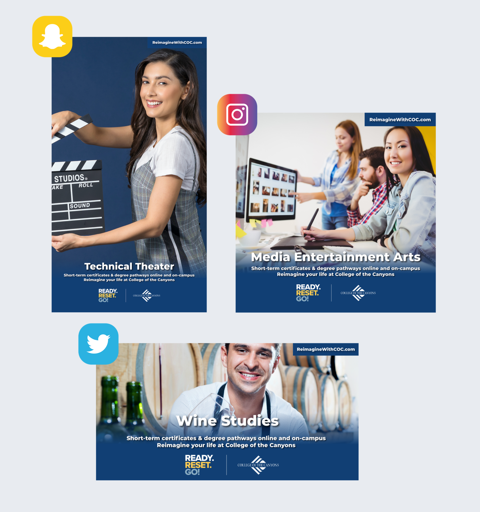 Social media ads portfolio for College of the Canyons CTE & Employer Campaigns